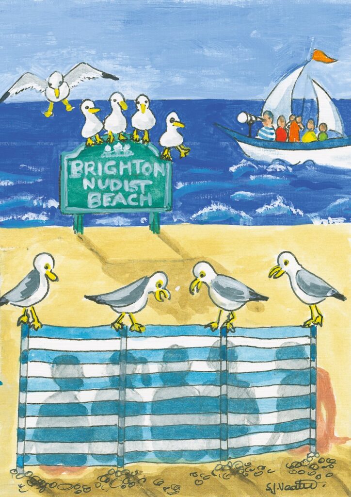 Nudist Beach, Bird's Eye View, Digital Card Download